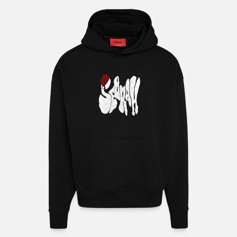 Savage "SEBRAH" Graffiti Font Marble - Hoodie- made by SPREAD - SOLID BLACK