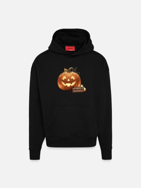 Happy Halloween Pumpkin - Hoodie- made by SPREAD - SOLID BLACK