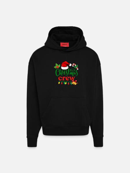 Équipage de Noël - Sweat à capuche bio épais oversize fabriqué en UE - SOLID BLACK
