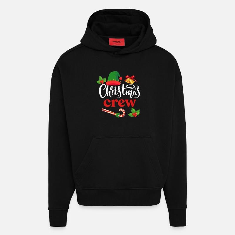 Équipage de Noël - Sweat à capuche bio épais oversize fabriqué en UE - SOLID BLACK