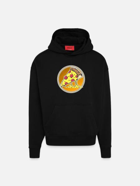 Pizza - Sweat à capuche bio épais oversize fabriqué en UE - SOLID BLACK