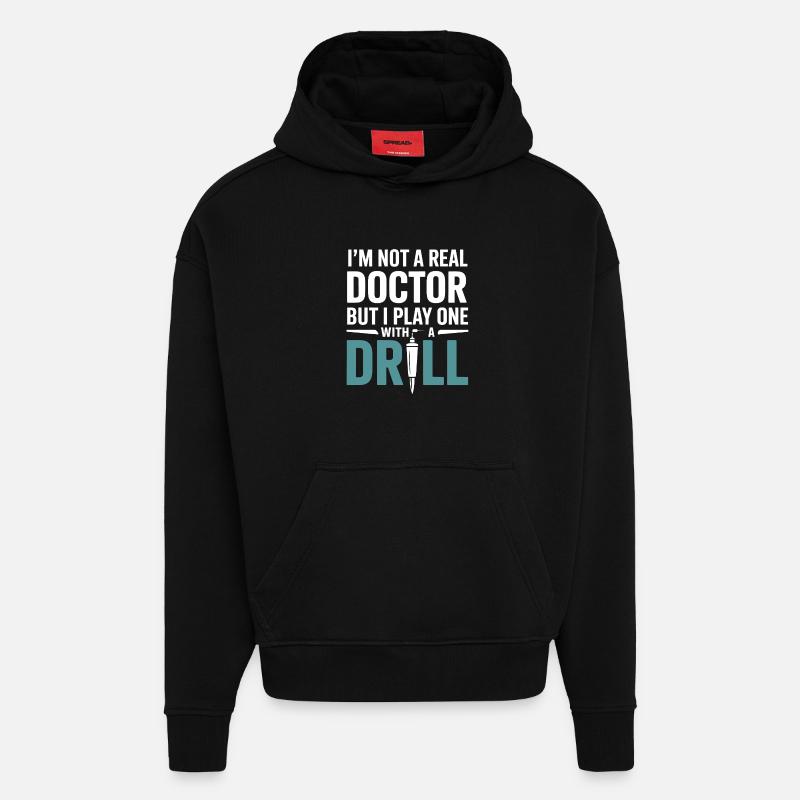 Vie professionnelle dentaire Pratique clinique - Sweat à capuche bio épais oversize fabriqué en UE - SOLID BLACK