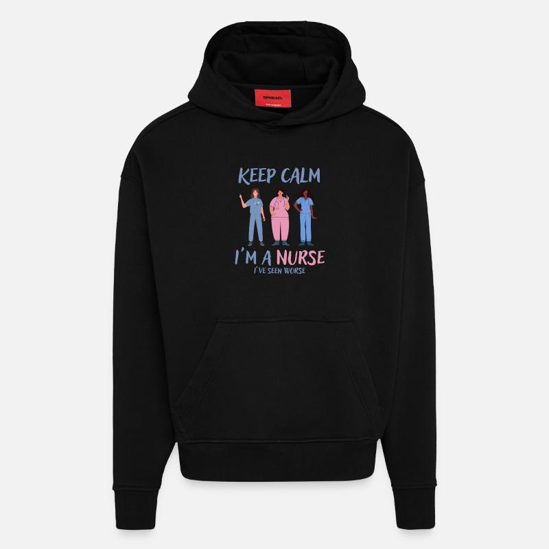 Bleib ruhig, ich bin Krankenschwester - Hoodie- made by SPREAD  - SOLID BLACK