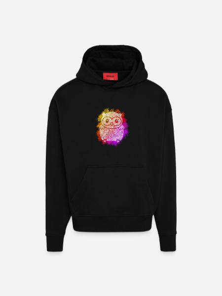 Zentangle Owl - Hoodie- made by SPREAD  - SOLID BLACK