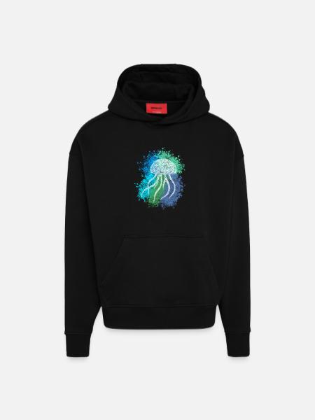 Zentangle Jellyfish - Hoodie- made by SPREAD - SOLID BLACK