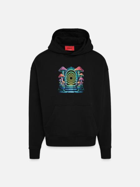 Shroomportal - Cool Funghi Logo - Hoodie- made by SPREAD - SOLID BLACK