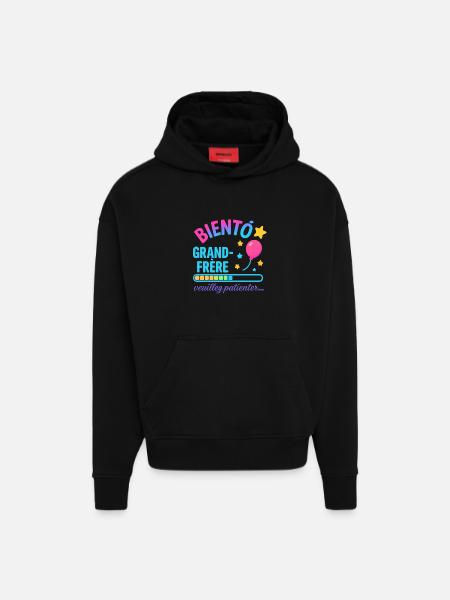 Bald wartet ein großer Bruder - Hoodie- made by SPREAD - SOLID BLACK
