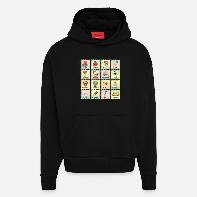 Professeur d’espagnol à l’école Bilingue - Sweat à capuche bio épais oversize fabriqué en UE - SOLID BLACK