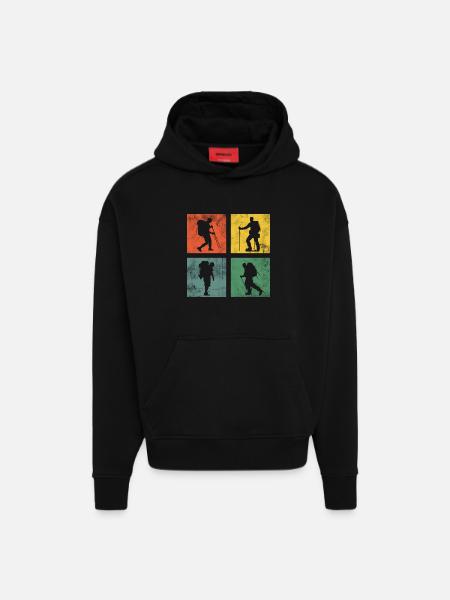 Wandern Wanderung Berge Retro - Hoodie- made by SPREAD  - SOLID BLACK