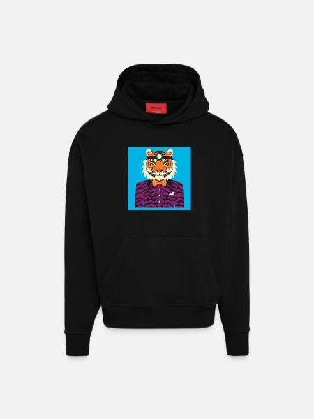 HUMAN TIGER - baby & kids - Hoodie- made by SPREAD  - SOLID BLACK