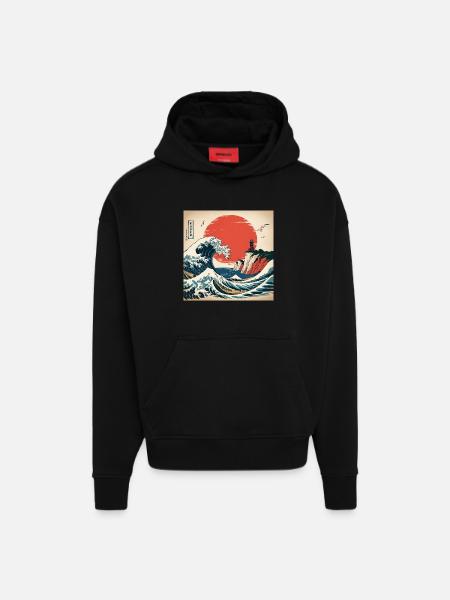 Rügen Ostsee Japan Stil - Hoodie- made by SPREAD - SOLID BLACK