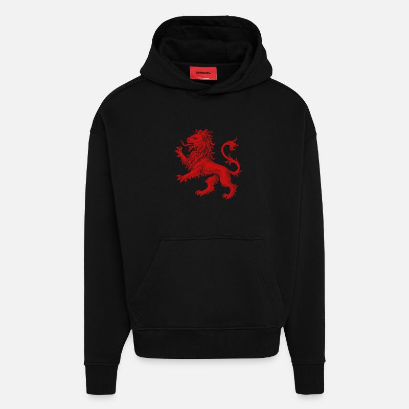 Lion Rouge - Sweat à capuche bio épais oversize fabriqué en UE - SOLID BLACK