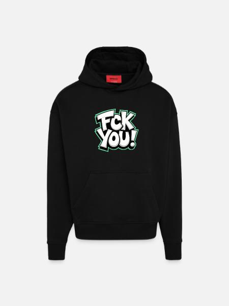 FCK YOU lettering provocative statement - Hoodie- made by SPREAD - SOLID BLACK