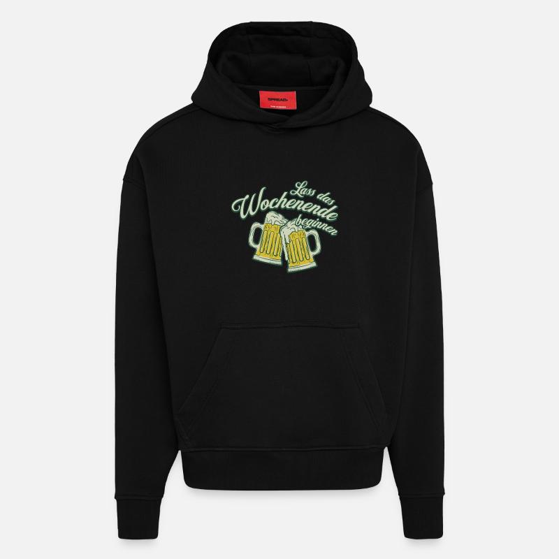 Toast du week-end, bière, alcool, hommes - Sweat à capuche bio épais oversize fabriqué en UE - SOLID BLACK