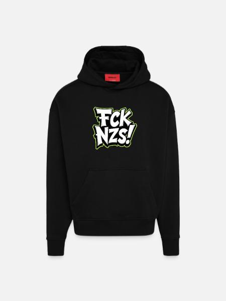 FCK NZS Statement against Racism - Hoodie- made by SPREAD - SOLID BLACK