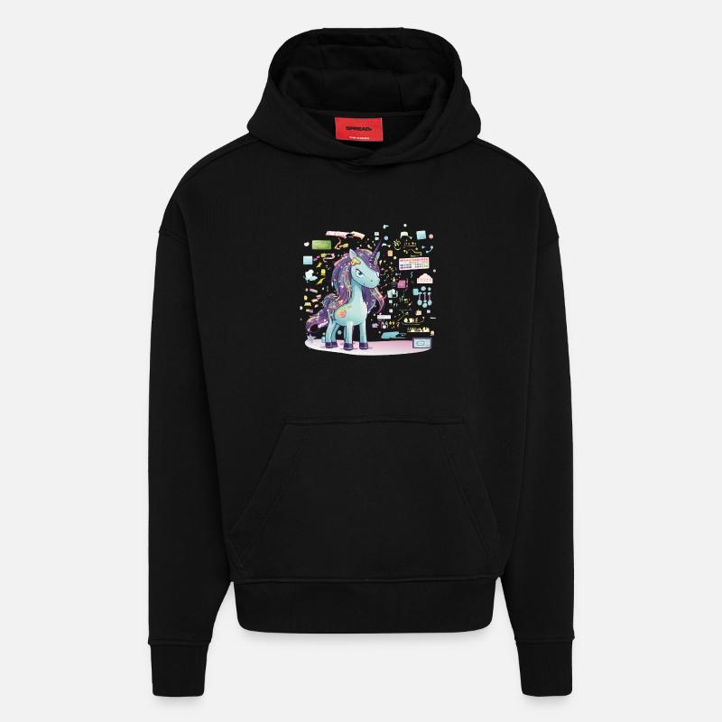 Unicorn Technikzauber Illustration - Hoodie- made by SPREAD - SOLID BLACK