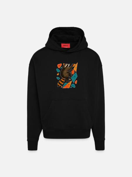 Bouldern Waschbär Klettern Motivation Geschenk - Hoodie- made by SPREAD  - SOLID BLACK