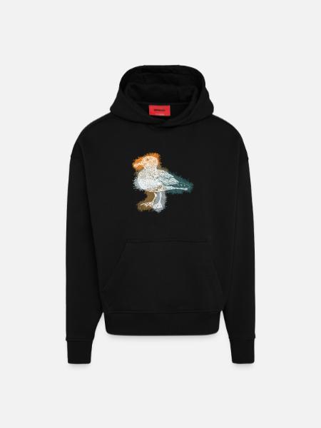 Zentangle-Möwe - Hoodie- made by SPREAD - SOLID BLACK