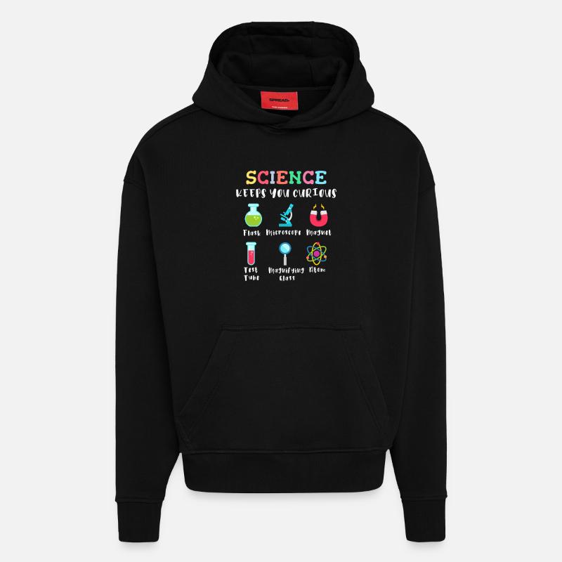 La science suscite la curiosité - Sweat à capuche bio épais oversize fabriqué en UE - SOLID BLACK
