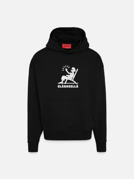 Retired - Grandma in a Beach Chair - Hoodie- made by SPREAD  - SOLID BLACK