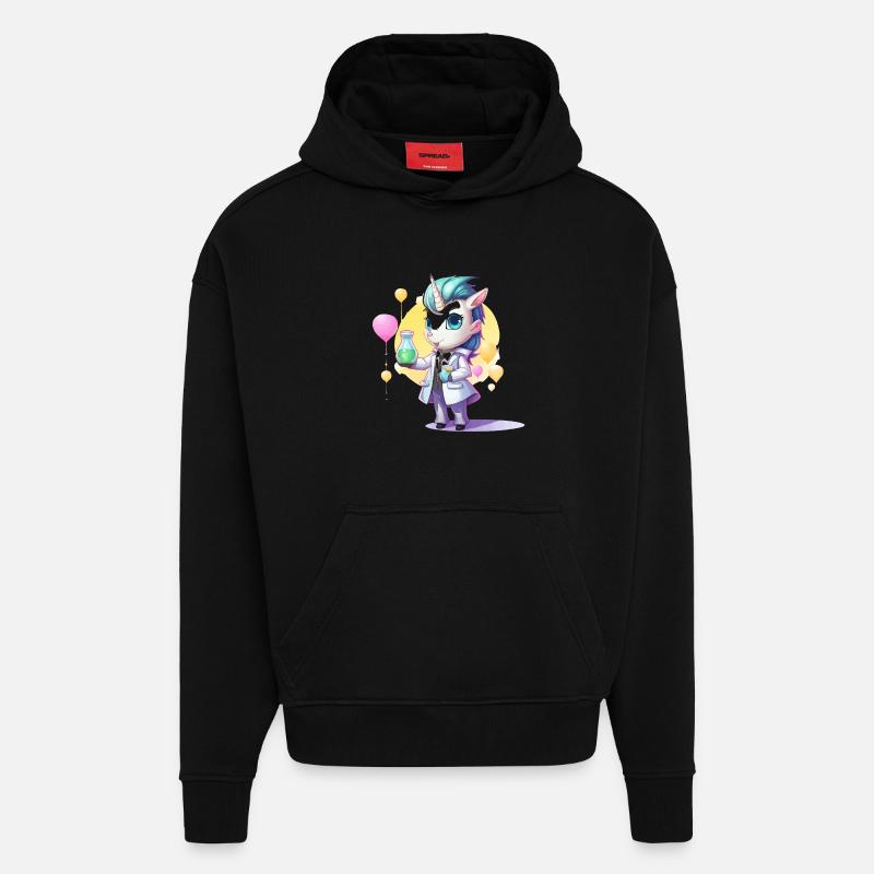 Unicorn Science Lab - Hoodie- made by SPREAD - SOLID BLACK