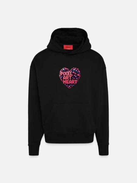 Pixel Art Herz Collage - Hoodie- made by SPREAD - SOLID BLACK