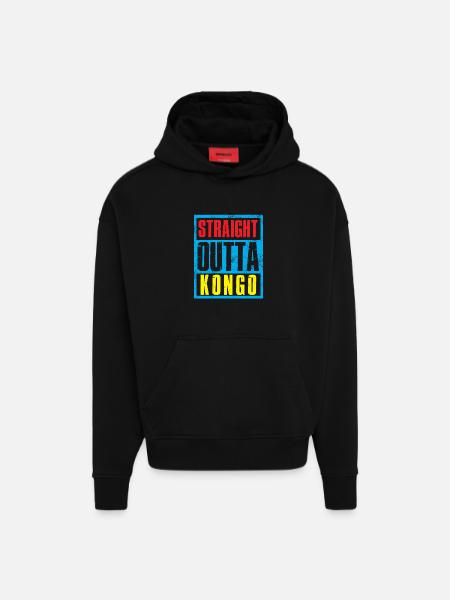Straight outta Kongo - Hoodie- made by SPREAD - SOLID BLACK