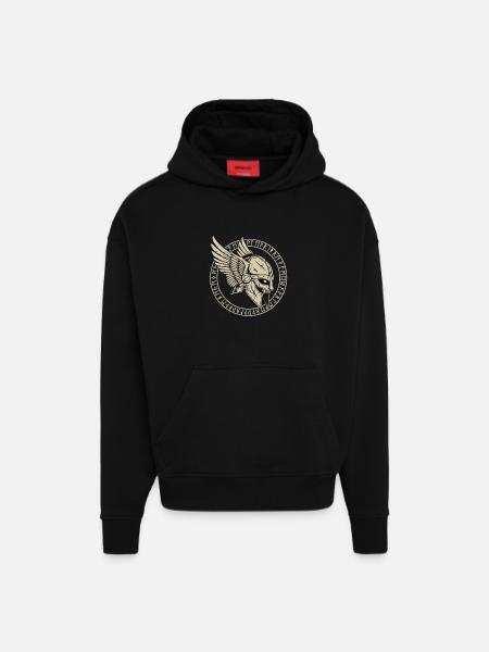Wikinger Helm Runen Krieger - Hoodie- made by SPREAD - SOLID BLACK