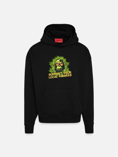 Support your local farmers - Hoodie- made by SPREAD - SOLID BLACK