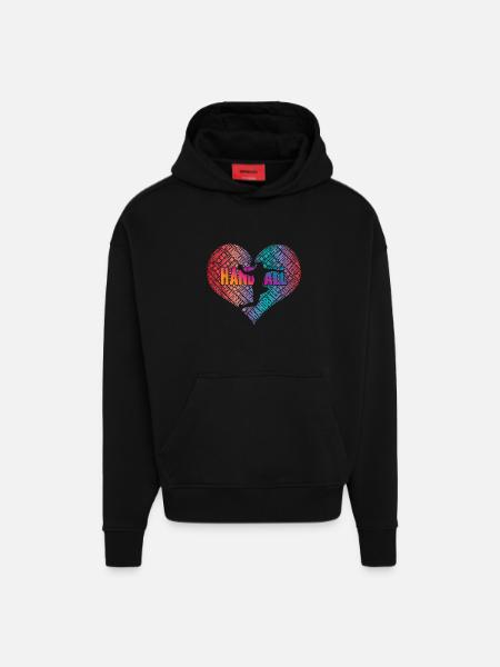 Handball Player Heart - Hoodie- made by SPREAD - SOLID BLACK