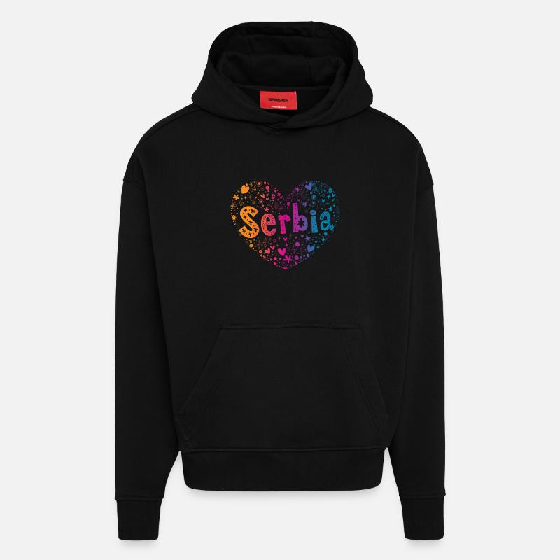 Serbie - Sweat à capuche bio épais oversize fabriqué en UE - SOLID BLACK