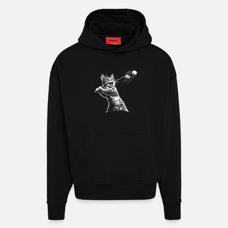 Cat Golfer Golfing - Hoodie- made by SPREAD  - SOLID BLACK