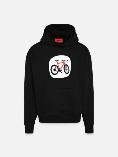 Orangenes Fahrraddesign - Hoodie- made by SPREAD  - SOLID BLACK