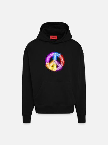 Zentangle Peace Sign - Hoodie- made by SPREAD - SOLID BLACK