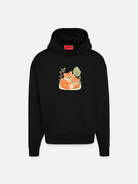 Süßes Fuchs Pärchen im Wald - Hoodie- made by SPREAD  - SOLID BLACK