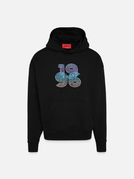 Millésime 1996 - Sweat à capuche bio épais oversize fabriqué en UE - SOLID BLACK