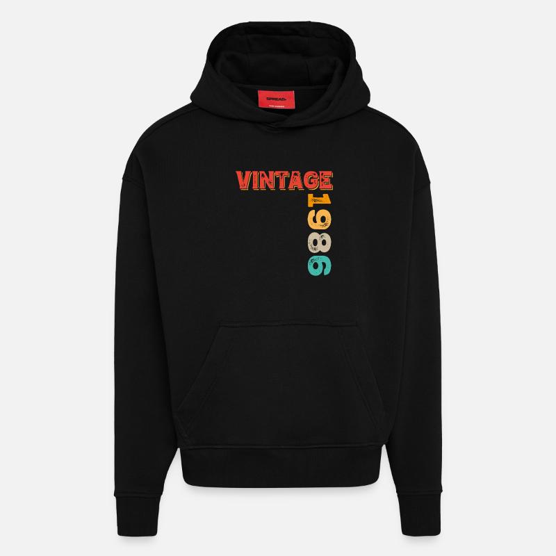 Millésime 1986 - Sweat à capuche bio épais oversize fabriqué en UE - SOLID BLACK