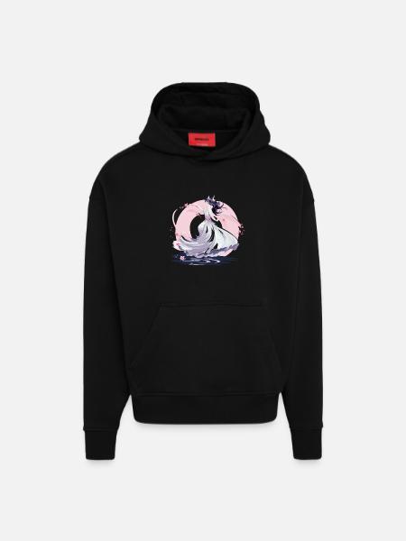 Mondtanz der Kirschblüten Fee - Hoodie- made by SPREAD - SOLID BLACK