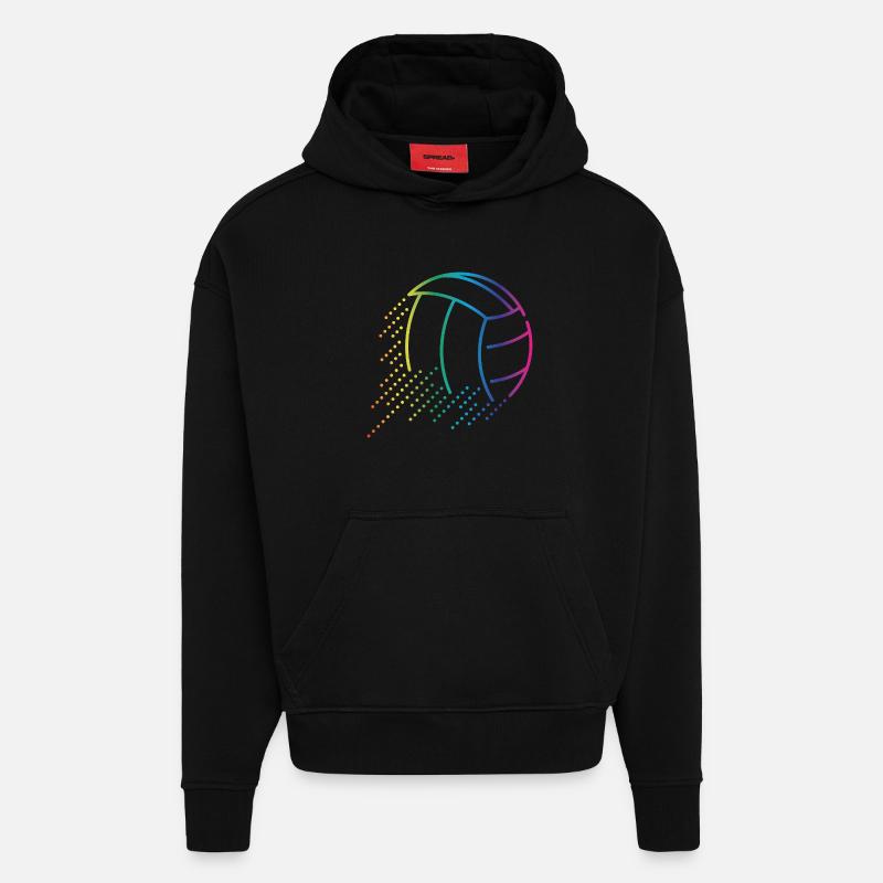 Ballon de volley-ball - Sweat à capuche bio épais oversize fabriqué en UE - SOLID BLACK