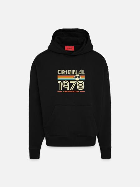 Original 1978 Limited Edition Retro - Hoodie- made by SPREAD  - SOLID BLACK