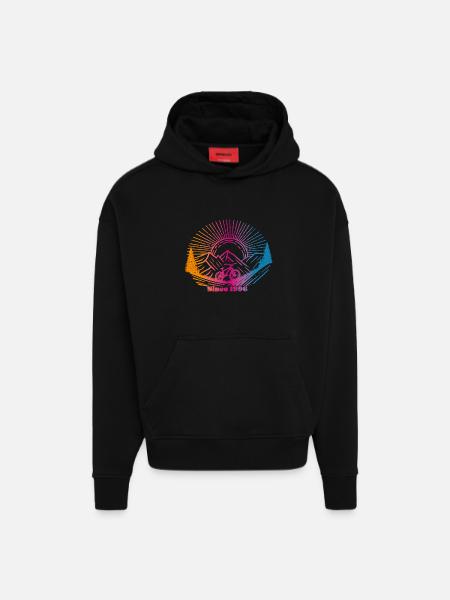 Depuis 1996 - Sweat à capuche bio épais oversize fabriqué en UE - SOLID BLACK
