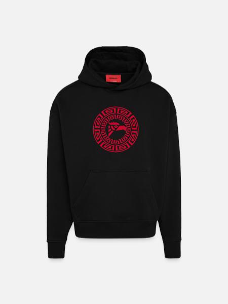 Red Eagle Emblem - Hoodie- made by SPREAD - SOLID BLACK