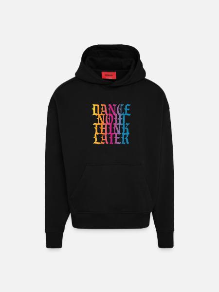 Dance now think later - Hoodie- made by SPREAD  - SOLID BLACK