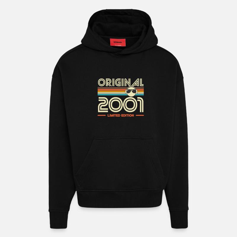 Original 2001 Edition Retro - Sweat à capuche bio épais oversize fabriqué en UE - SOLID BLACK