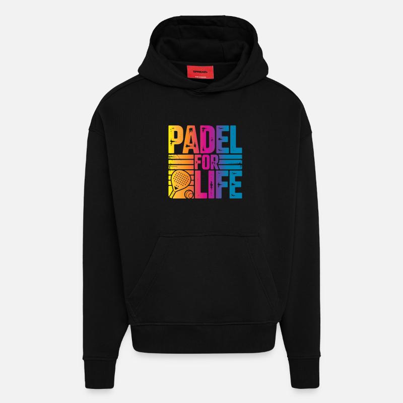 Padel à vie - Sweat à capuche bio épais oversize fabriqué en UE - SOLID BLACK