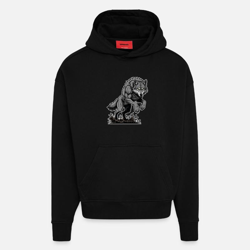 Werwolf Mighty Racing Maskottchen Wolf - Hoodie- made by SPREAD  - SOLID BLACK