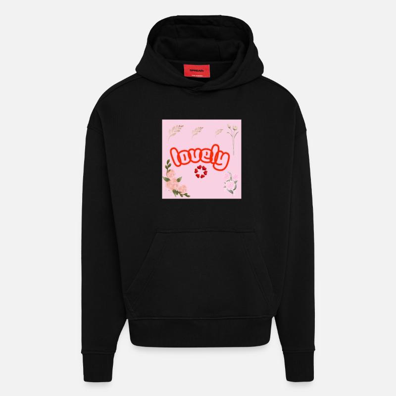 Lucky Neon Floral on Pink - Hoodie- made by SPREAD - SOLID BLACK