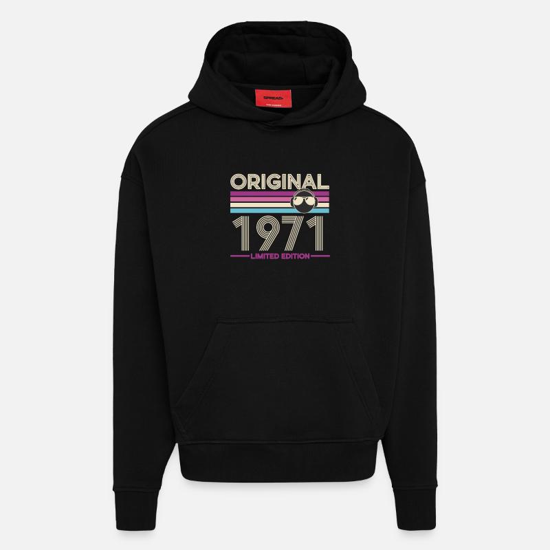 Original 1971 Edition Retro - Hoodie- made by SPREAD  - SOLID BLACK