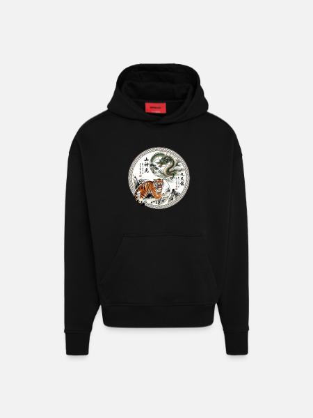 Tiger und Drache Asiatisch - Hoodie- made by SPREAD - SOLID BLACK