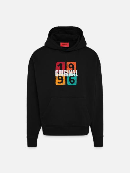 Original 1996 - Sweat à capuche bio épais oversize fabriqué en UE - SOLID BLACK